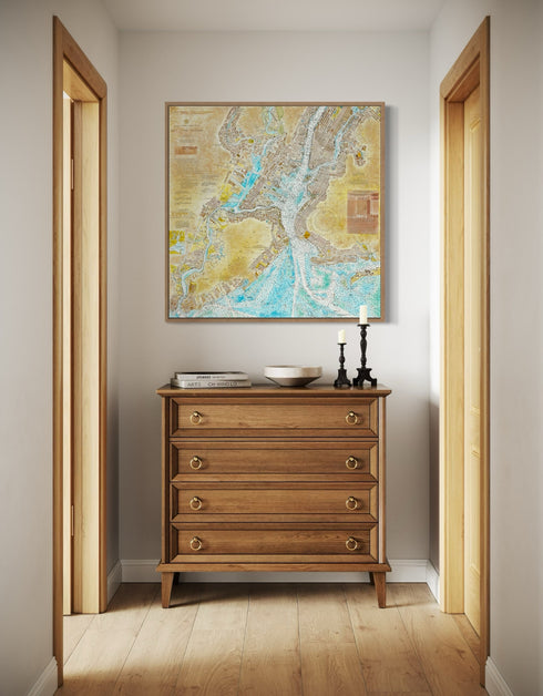 New York Harbor Nautical Chart | Framed Giclee Print on Canvas